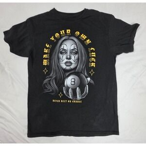 DOM DGA Homies Medium Make Your Own Luck 8 Ball Clown Girl Black Graphic Tee